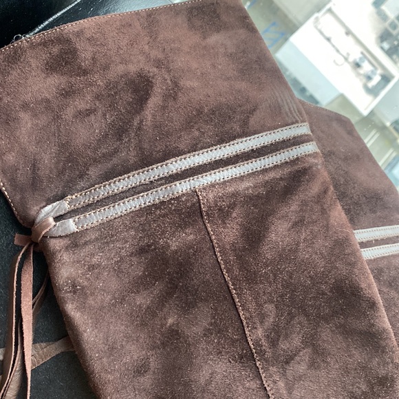 Made in Italy Kenneth Cole Brown Suede Boots trimmed in leather and tassels - Picture 10 of 17